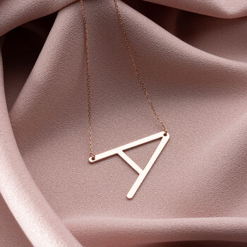 Large Sideway Initial Necklace In Sterling Silver, 5 of 7