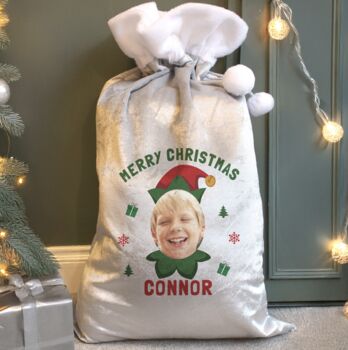 Personalised Photo Upload Elf Christmas Sack, 2 of 4