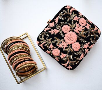 Ehsaas, Black Peach Embellished Clutch, 2 of 2