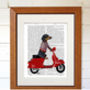 Dachshund On Moped Book Print, Framed Or Unframed, thumbnail 6 of 8