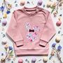 Liberty Of London Children's Bunny Face Design Jumper In Pink, thumbnail 1 of 7