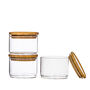 Set Of Three Glass And Bamboo Stacking Storage Jars, thumbnail 4 of 4
