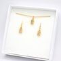 Gold Plated Clear Cubic Zirconia Rectangle Earring And Necklace Set, thumbnail 2 of 9