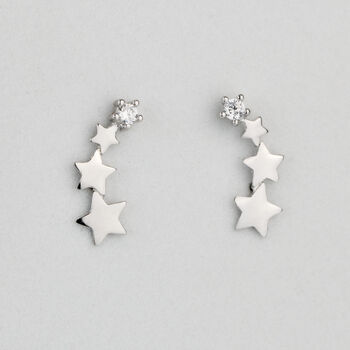 Sterling Silver Star Ear Climber Stud Earrings, 6 of 8