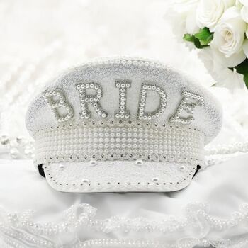 Personalised Pearl And Diamante Bride Hat, 5 of 7