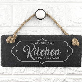 Personalised Our Kitchen Slate Hanging Sign, 2 of 5