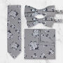 Wedding Handmade 100% Cotton Floral Print Tie In Grey, thumbnail 1 of 9
