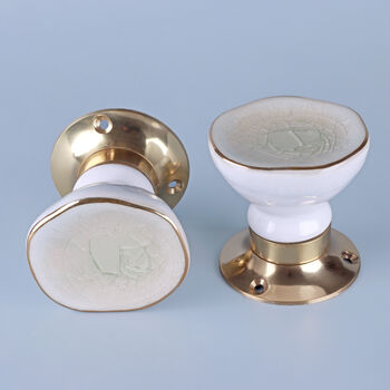 G Decor Rhodes Cream Handcrafted And Hand Painted Ceramic Mortice Door Knob Set Internal Turning Handles For Door, 5 of 5