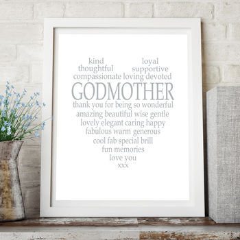 Personalised Godmother Heart Print, 2 of 3