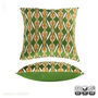 Green And Orange Ikat Velvet Cushion Cover 50x50cm, thumbnail 2 of 5