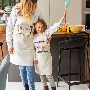 Mummy And Child Apron Set With Child's Drawing, 2 of 5
