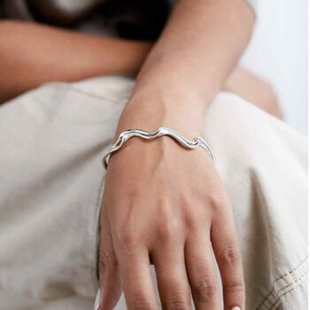 Sterling Silver Surf Cuff Bangle, 3 of 8