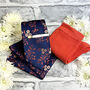 Burnt Orange Floral Wedding Tie Set, thumbnail 1 of 6