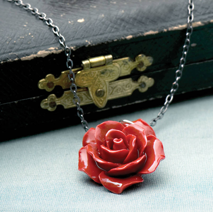 bakelite rose flower necklace by grace & valour