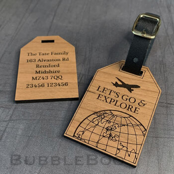 Personalised Engraved Wooden Luggage Tag, 3 of 7