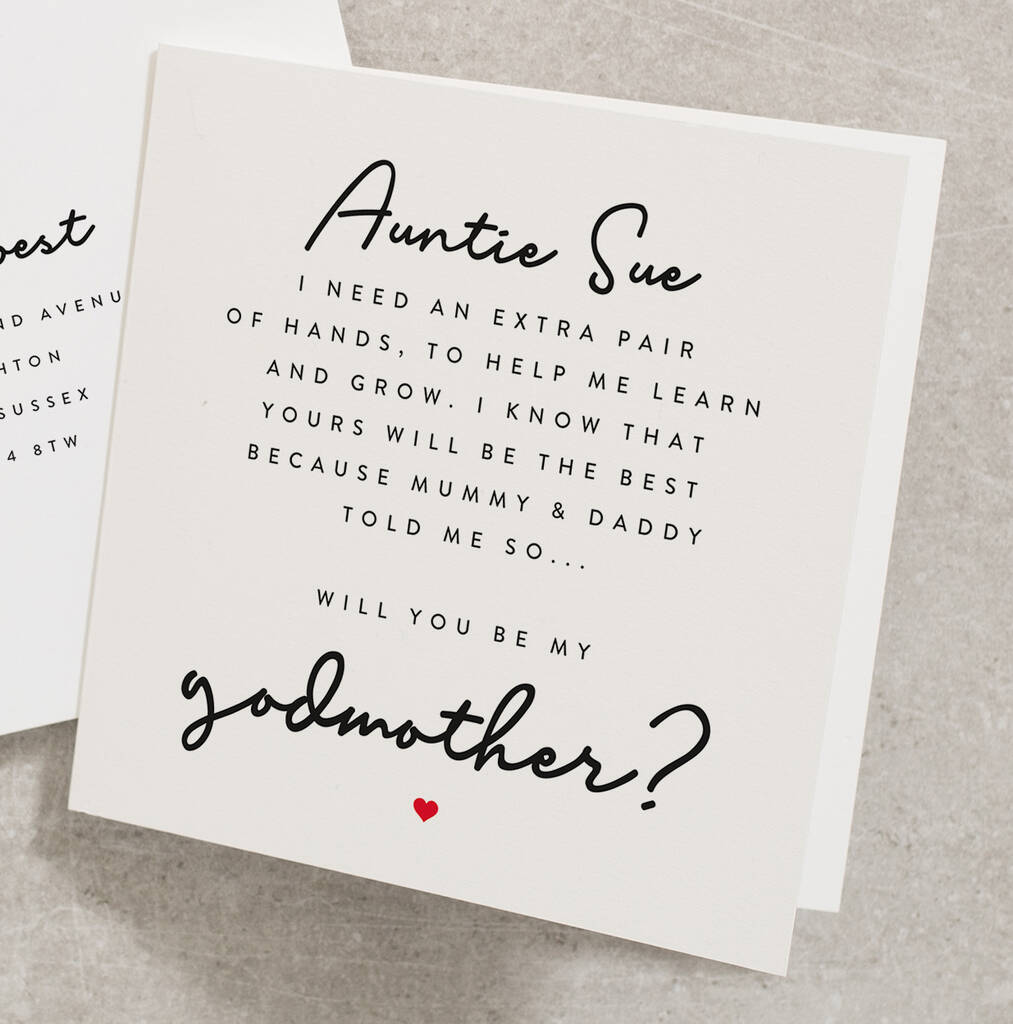 Personalised Will You Be My Godmother Card By Twist Stationery Notonthehighstreet