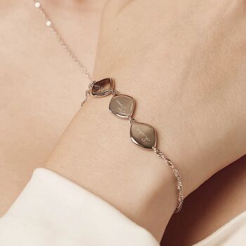 Family Name Bracelet, Sterling Silver Three Organic Pebbles, 2 of 6