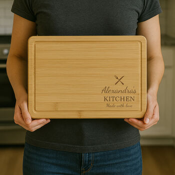 Personalised Knife And Fork Wooden Chopping Board, 2 of 3