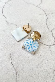 Luiza Cracked Tile Earrings, 3 of 3