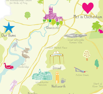 Personalised Gloucestershire Map: Add Favourite Places, 3 of 4