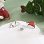 Sterling Silver Enamel Christmas Hat Stud Earrings, thumbnail 4 of 11