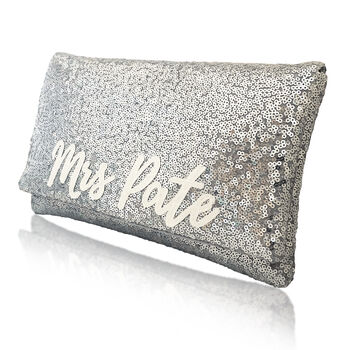 Silver Sequin Personalised Mrs Clutch, 4 of 6