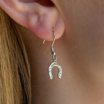 Sterling Silver Lucky Horseshoe Earrings, 2 of 7