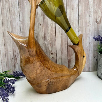 Handcrafted Bamboo Drunken Duck Wine Bottle Holder – Wooden Bar And Home Décor Gift, 2 of 6