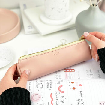 Blush Pink Leather Pencil Case, 3 of 10