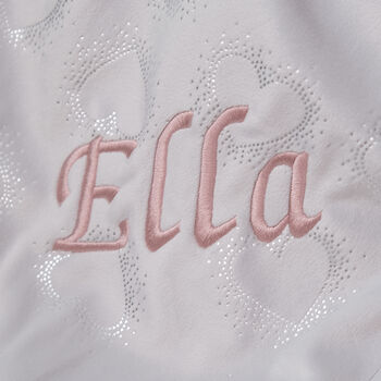 Personalised Silver Heart Grey Baby Blanket, 2 of 6