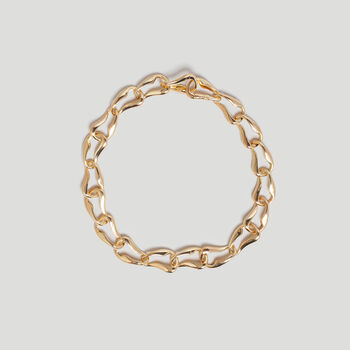 Wave Link Statement Gold Chain Necklace In 18 K Gold Plate, 2 of 6