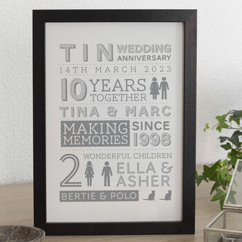 Personalised Tin Wedding Anniversary Print, 4 of 5