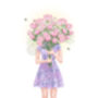 Pink Peonies Flower Person Illustrated Print, thumbnail 2 of 2