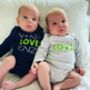 'Loves' Twin Baby Rompers, thumbnail 5 of 6