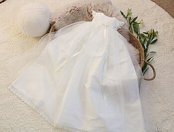 Silk And Tulle Christening Gown | Evelyn, 4 of 12