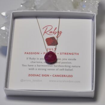 July Birthstone Crystal Gemstone Briolette Silk Cord Necklace, 2 of 4