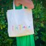 Personalised Thank You Teacher Rainbow Name Tote Bag, thumbnail 4 of 4