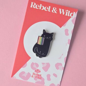 Pride Cats Lgbtq+ Black Cat Enamel Pin Badge, 2 of 5