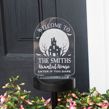 Personalised Haunted House Solar Light – Outdoor Halloween Decoration, 5 of 9