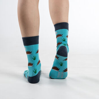 Bamboo Socks | Hedgehog Socks | Blue | Animal Socks, 2 of 3