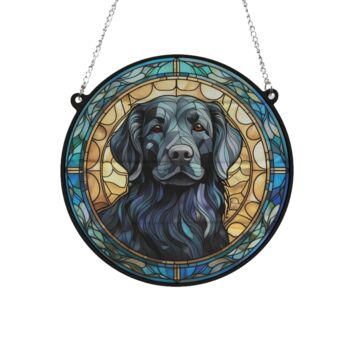 Flat Coated Retriever Stained Glass Effect Suncatcher, 2 of 3