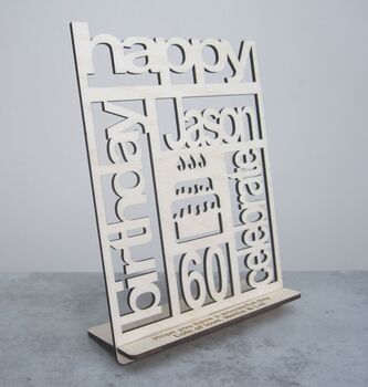 Personalised Wood Cut Out Birthday Plaque, 4 of 5