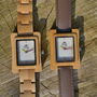 Coral White Face Bamboo Watch With Leather Strap, thumbnail 8 of 8