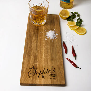 Personalised Solid Oak Wood Gin Board, Gin Lover's Gift, 2 of 4