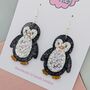 Penguin Christmas Glitter Resin Earrings, thumbnail 2 of 4