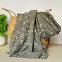 Dark Grey Scarf With Silver Small Moon And Stars Print, thumbnail 1 of 2