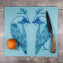 Lovebirds Aqua Turquoise Worktop Protector Cutting Board, thumbnail 1 of 9