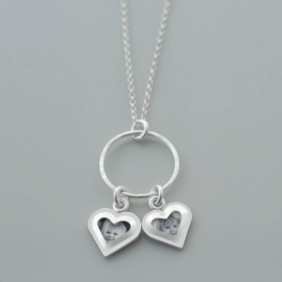 Double Heart Locket Necklace By Elizabeth Designs