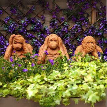 Three Monkey Garden Ornaments See Hear Speak No Evil, 8 of 12