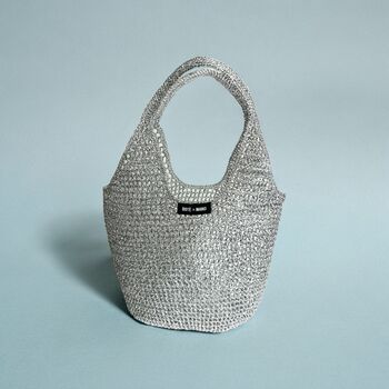 Metallic Raffia Crochet Tote Bag, 6 of 7